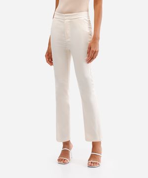 calça skinny feminina cós elástico bege