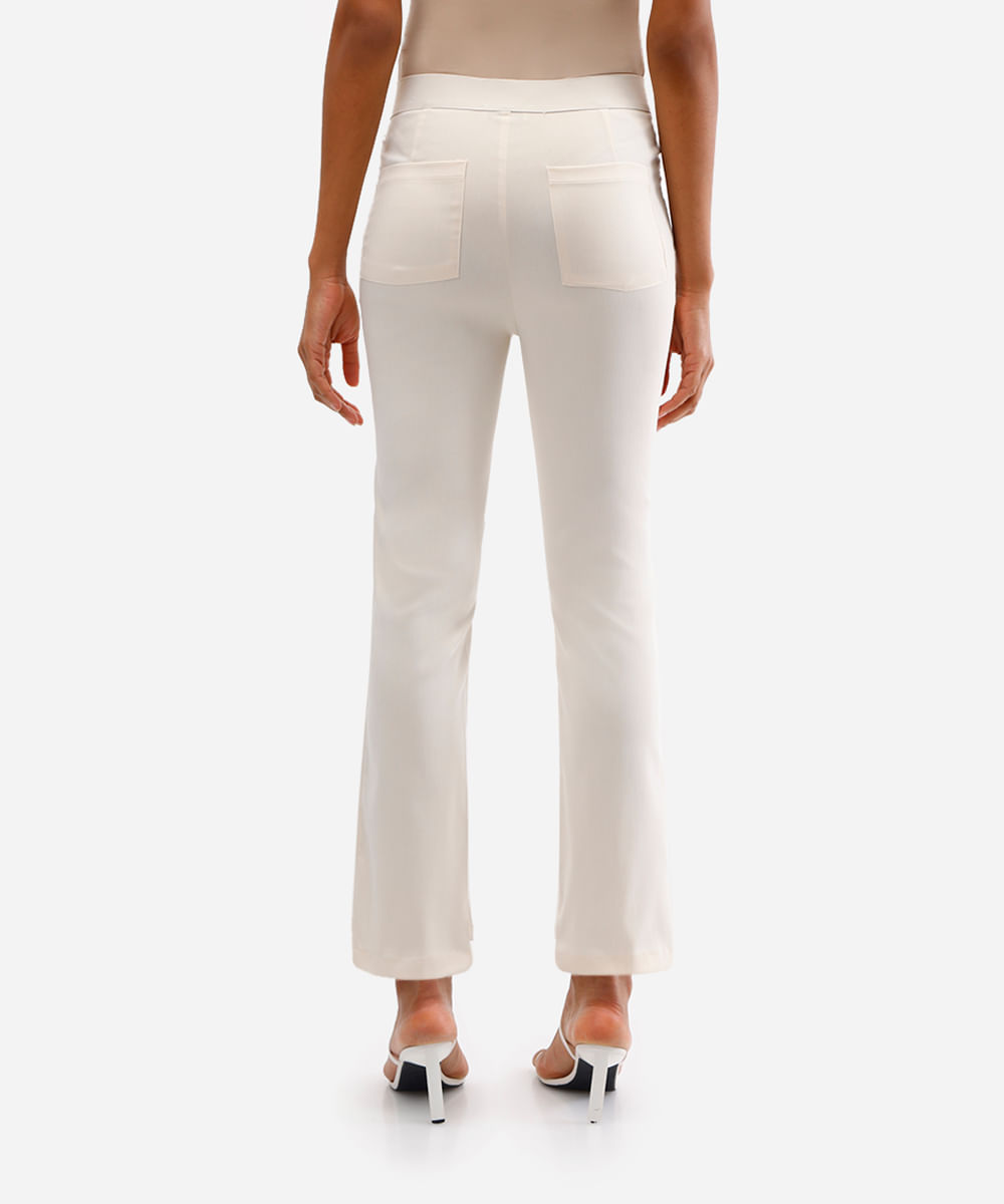 calça skinny feminina cós elástico bege