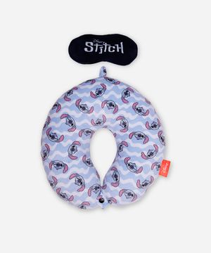 apoio de pescoço com máscara de dormir stitch azul