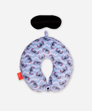 apoio de pescoço com máscara de dormir stitch azul