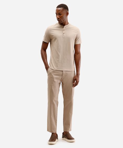 calça slim masculina de sarja bege