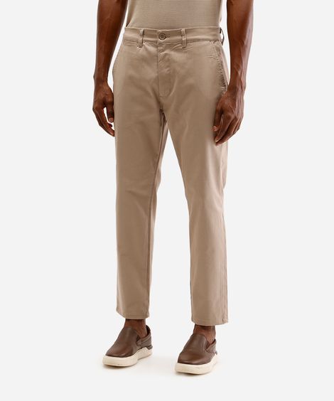 calça slim masculina de sarja bege