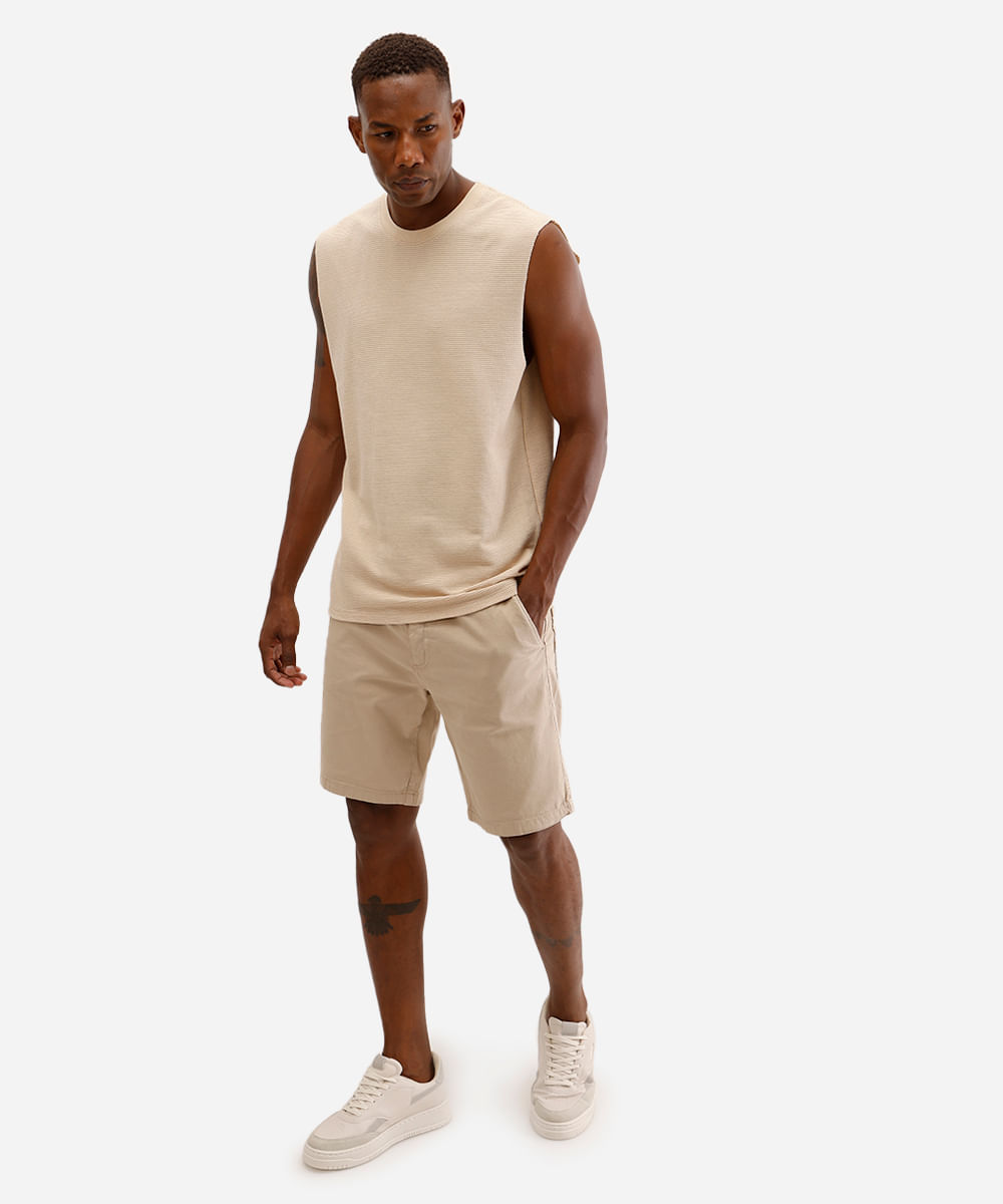 bermuda reta masculina de sarja bege