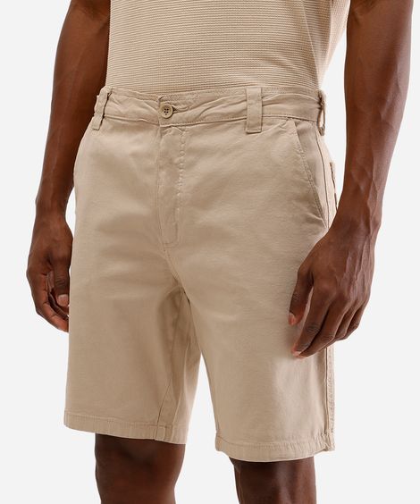 bermuda reta masculina de sarja bege