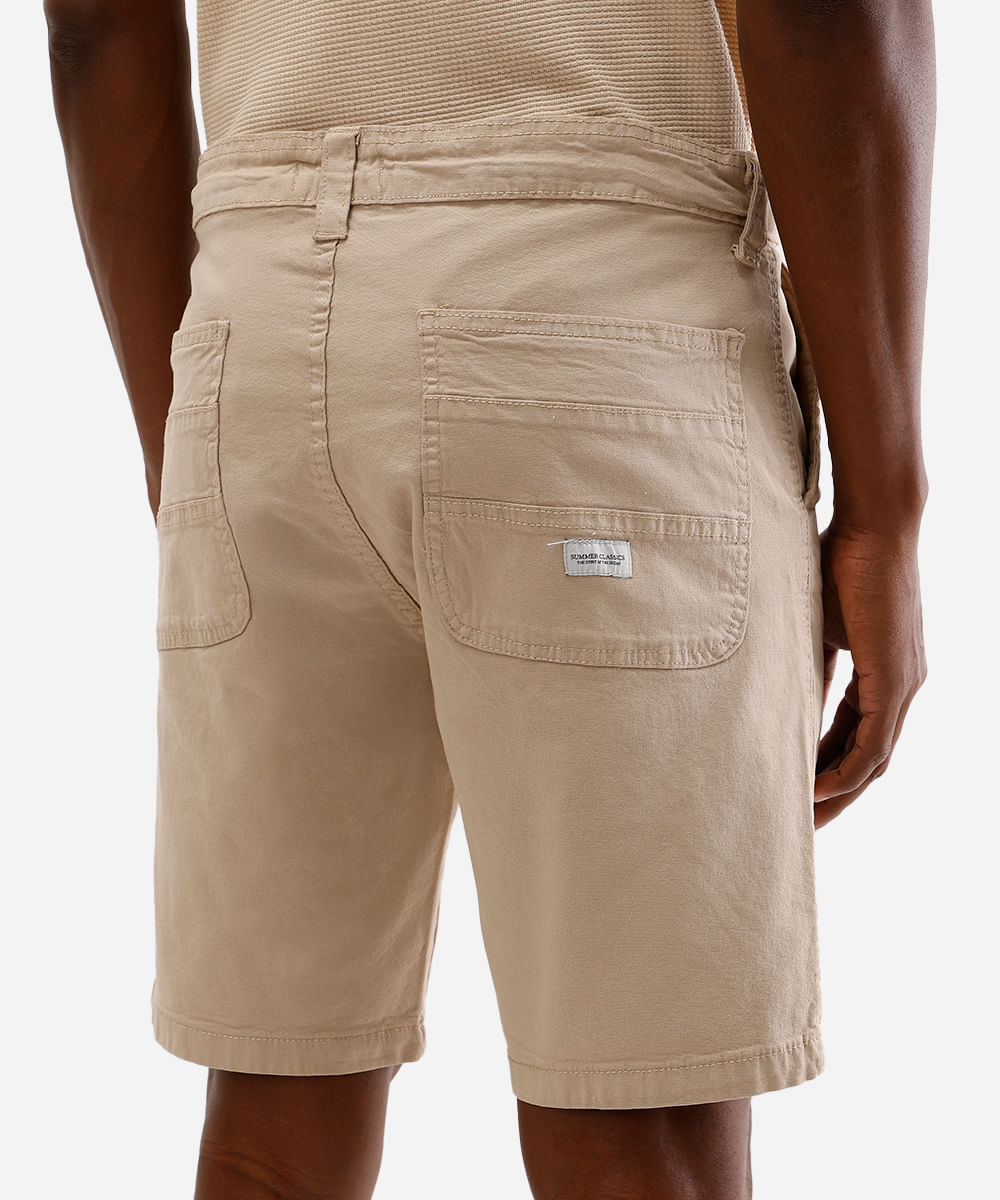 bermuda reta masculina de sarja bege