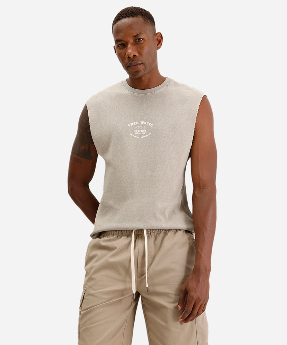 bermuda jogger masculina com bolso cargo bege