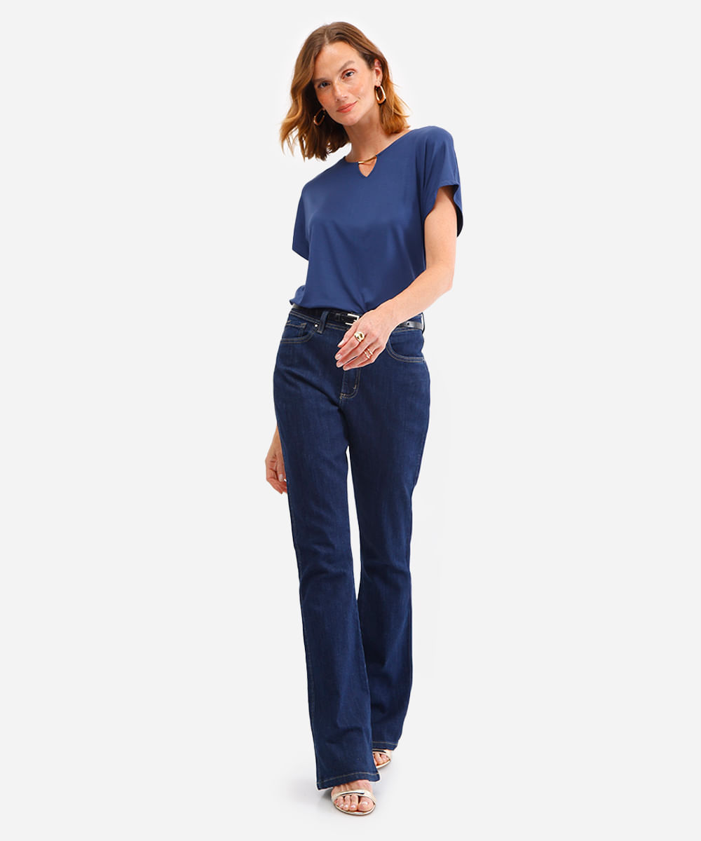 calça boot cut feminina jeans azul