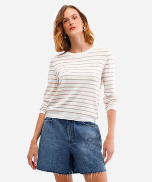 suéter de tricot básico listrado - bamboo
