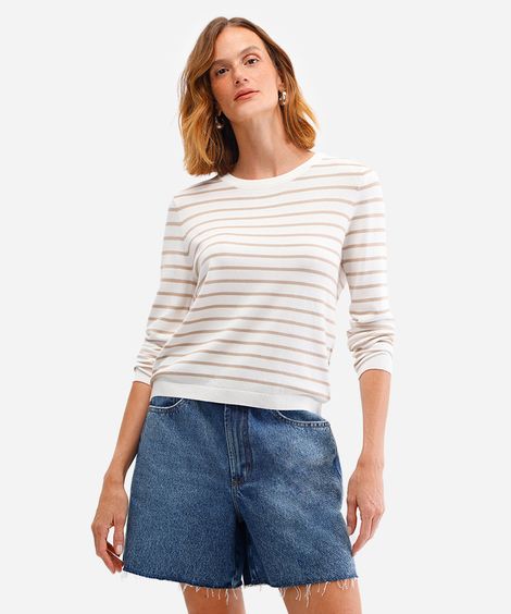 suéter de tricot básico listrado - bamboo