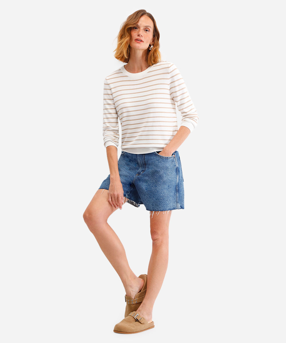 suéter de tricot básico listrado - bamboo