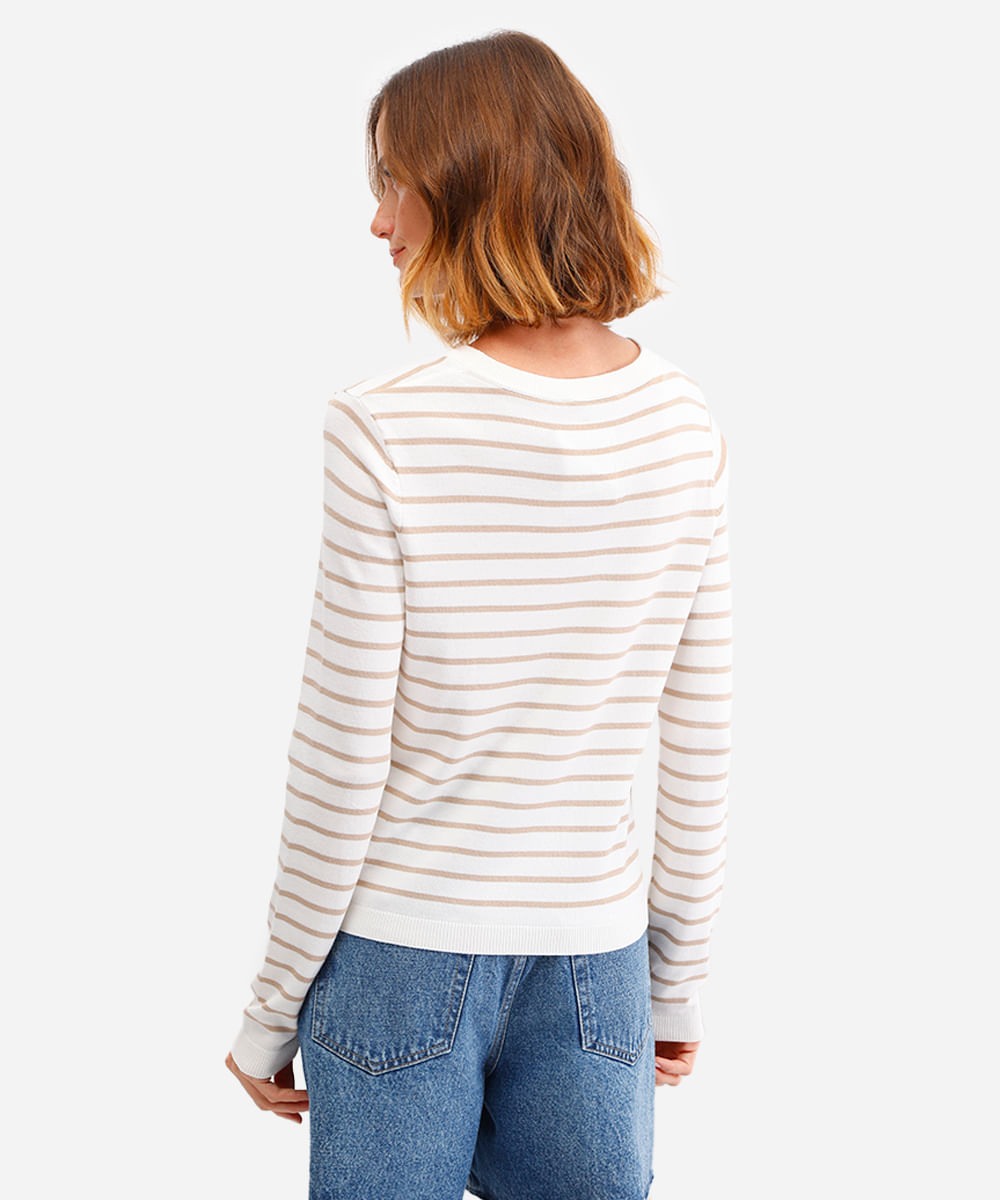 suéter de tricot básico listrado - bamboo