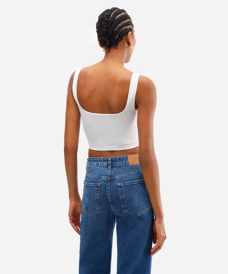 cropped básico feminino texturizado off white