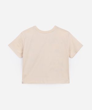 camiseta de algodão infantil mickey e minnie bege