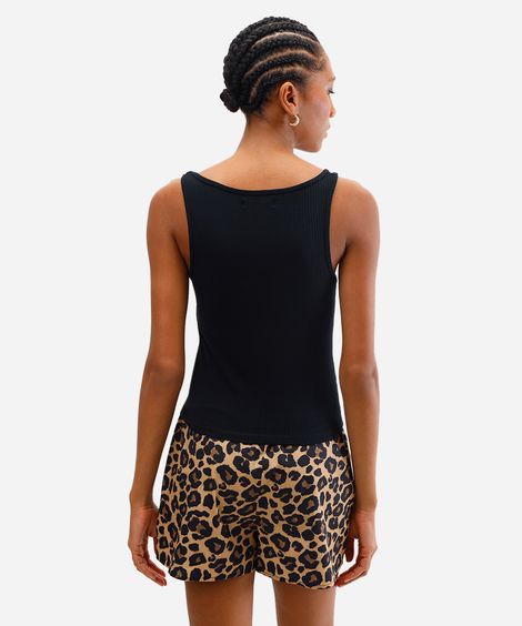 regata feminina de viscose canelada preta