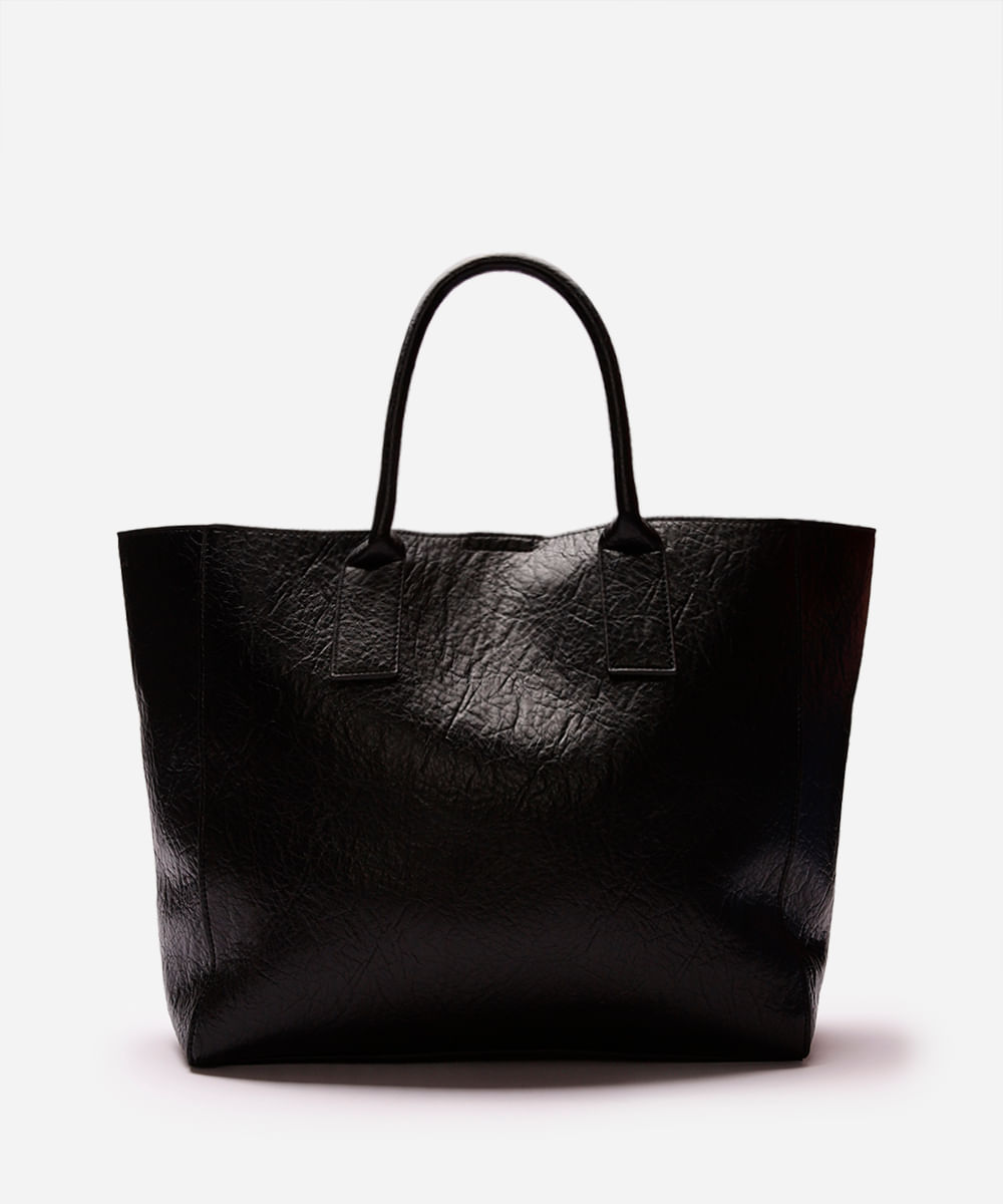 bolsa tote feminina texturizada preta