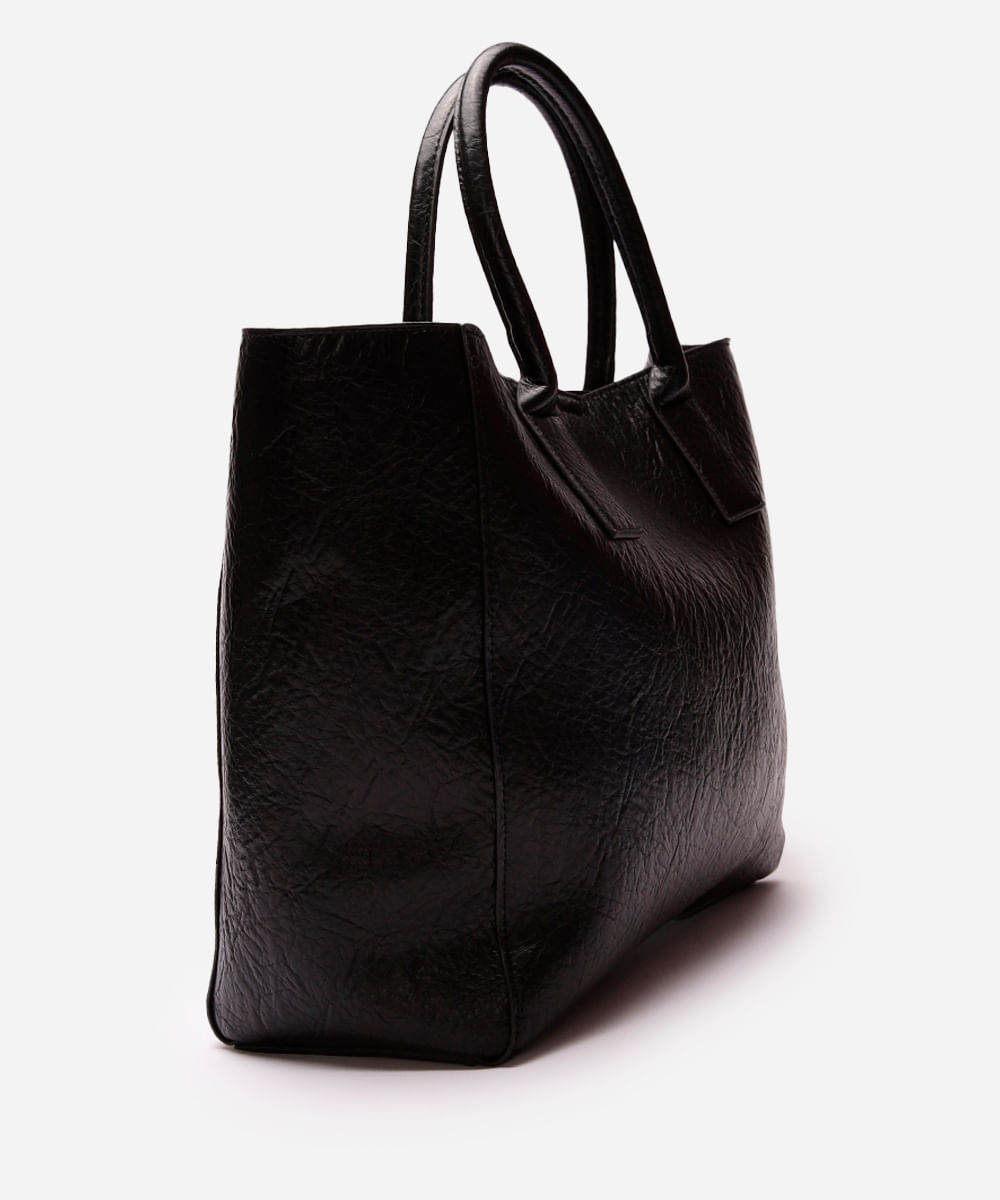 bolsa tote feminina texturizada preta