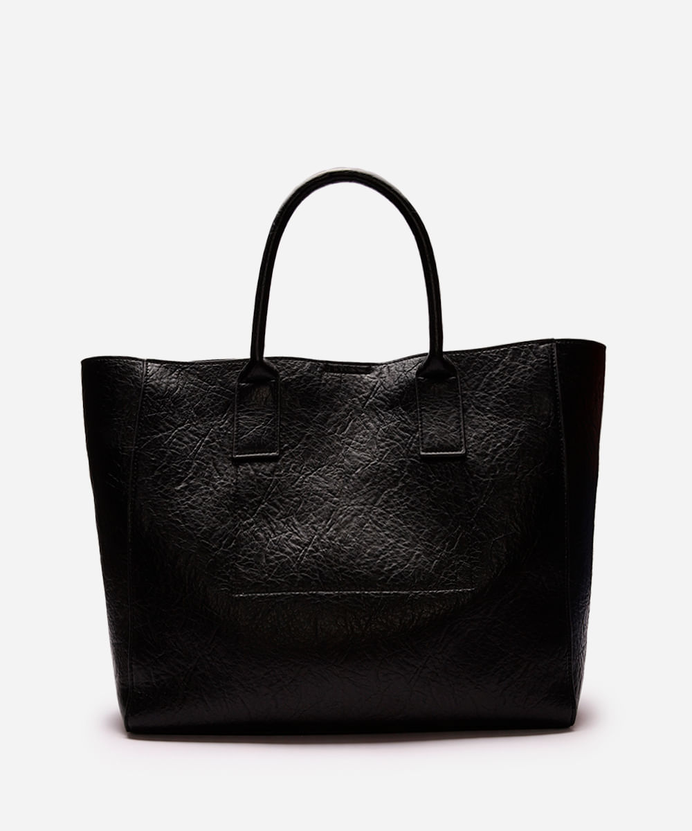 bolsa tote feminina texturizada preta