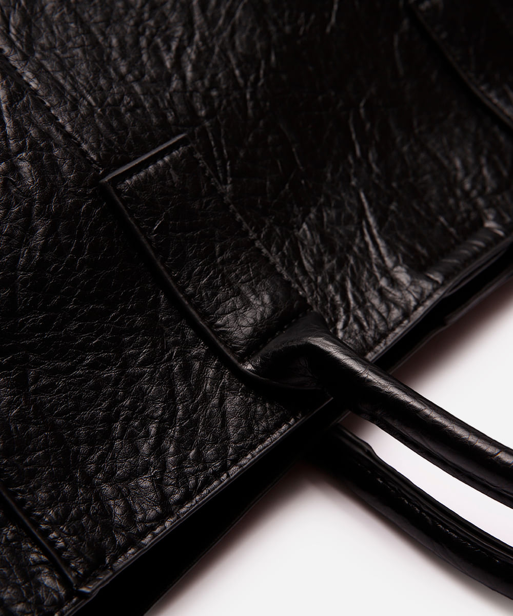 bolsa tote feminina texturizada preta