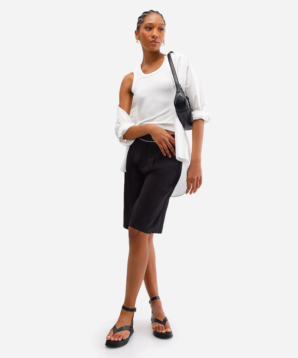 regata básica feminina de viscose canelada off white