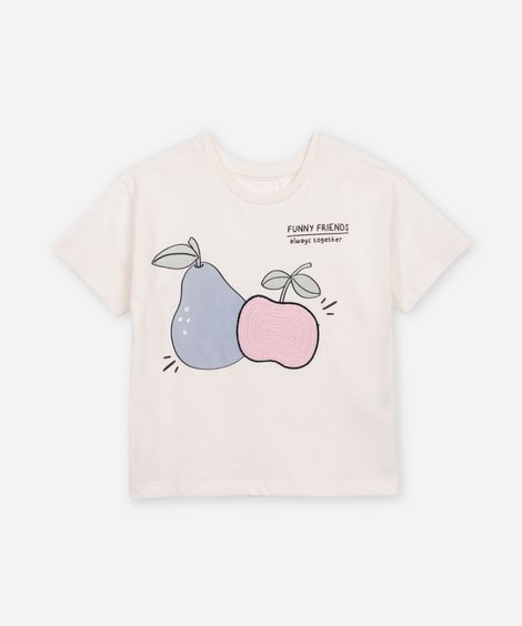camiseta de algodão infantil funny friends off white