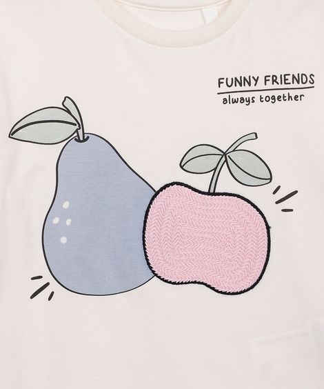 camiseta de algodão infantil funny friends off white