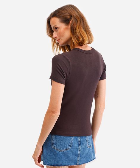 blusa feminina de viscose canelada marrom