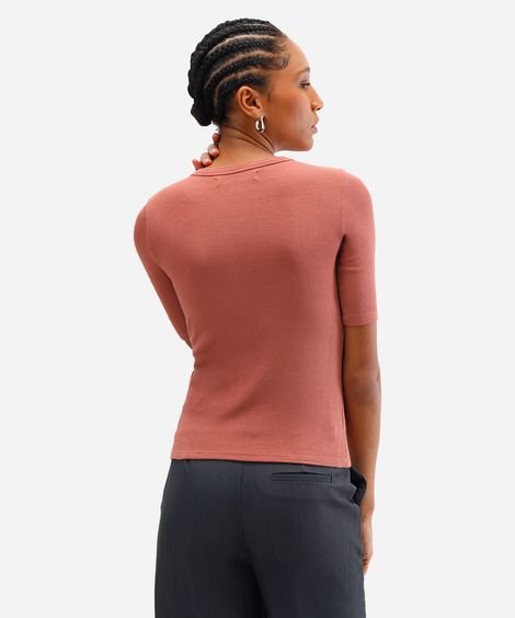 blusa feminina de viscose canelada rosa