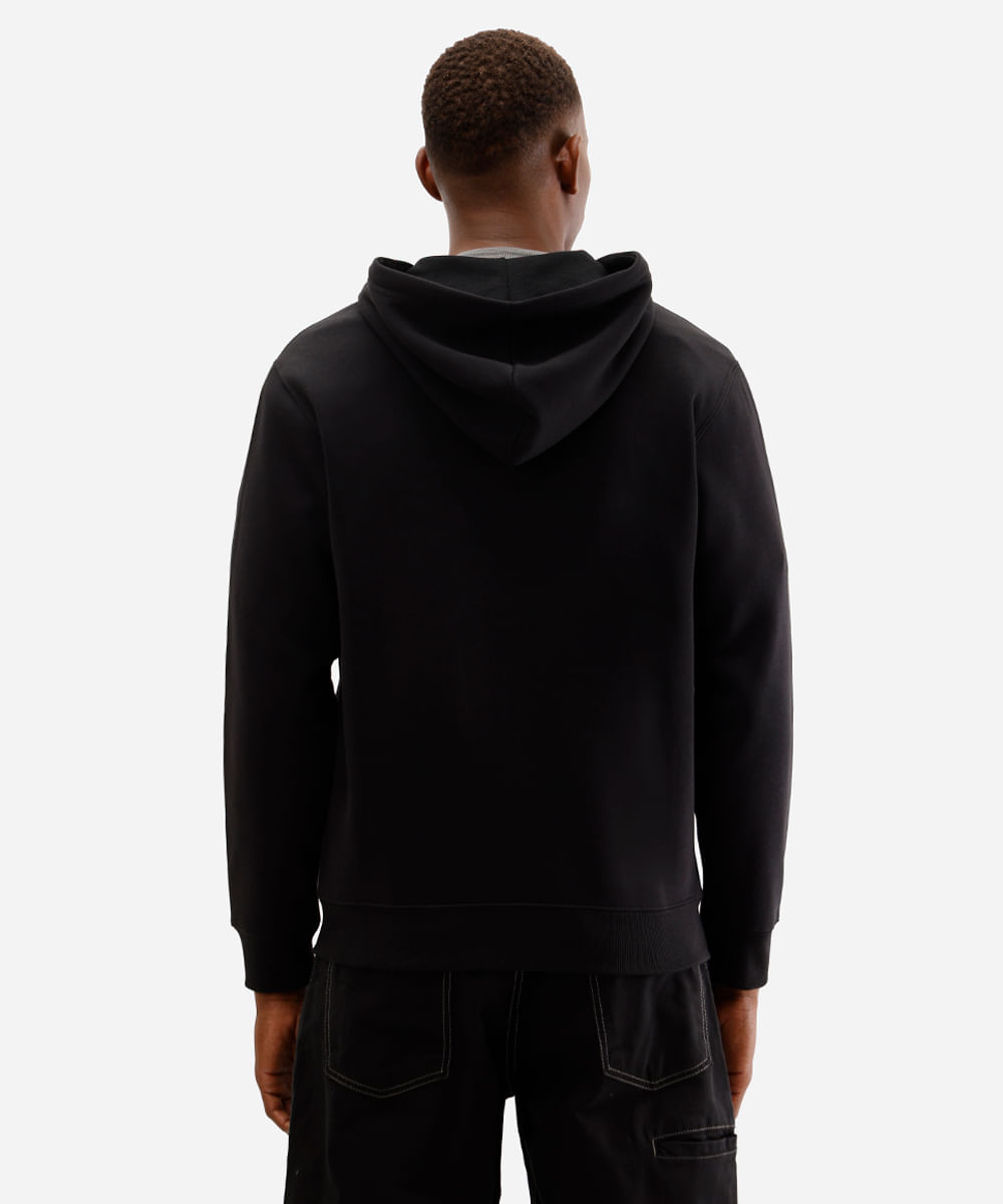 jaqueta básica masculina de moletom com capuz preta