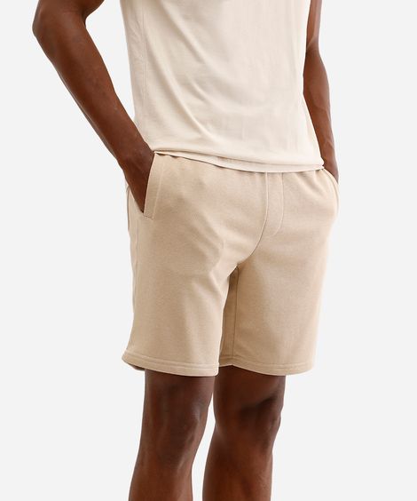 bermuda jogger masculina de moletom básica bege