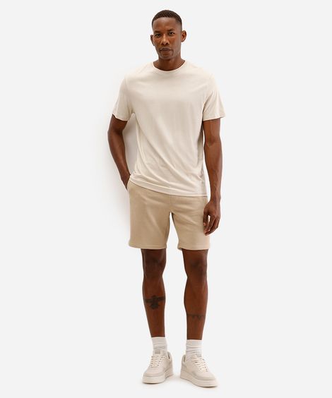 bermuda jogger masculina de moletom básica bege