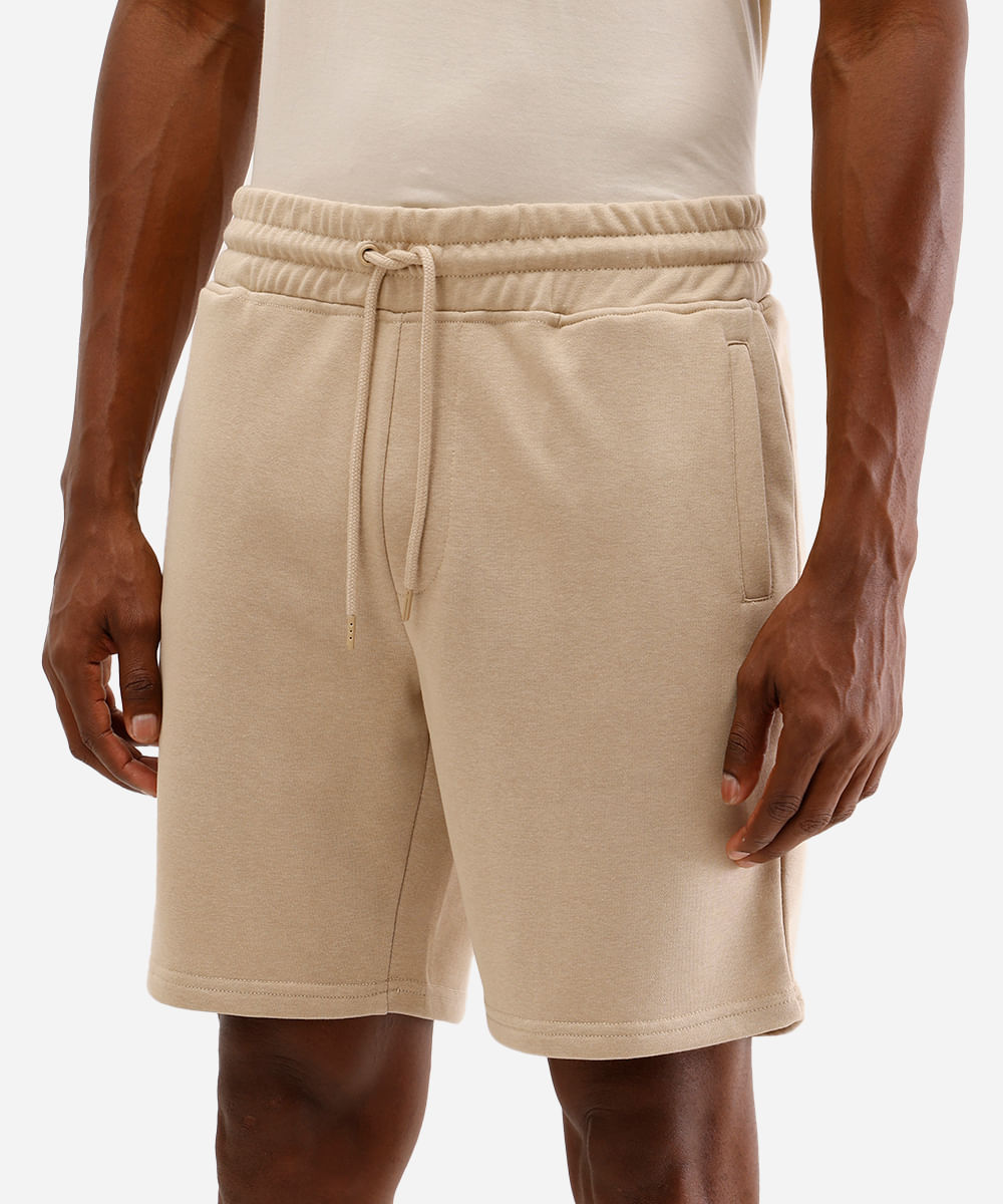 bermuda jogger masculina de moletom básica bege