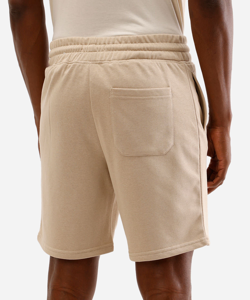 bermuda jogger masculina de moletom básica bege