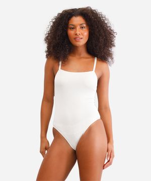 body básico feminino de poliamida canelado off white