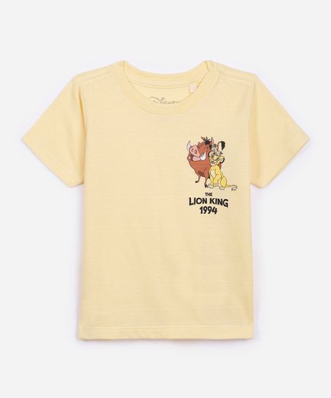 camiseta de algodão infantil o rei leão amarela