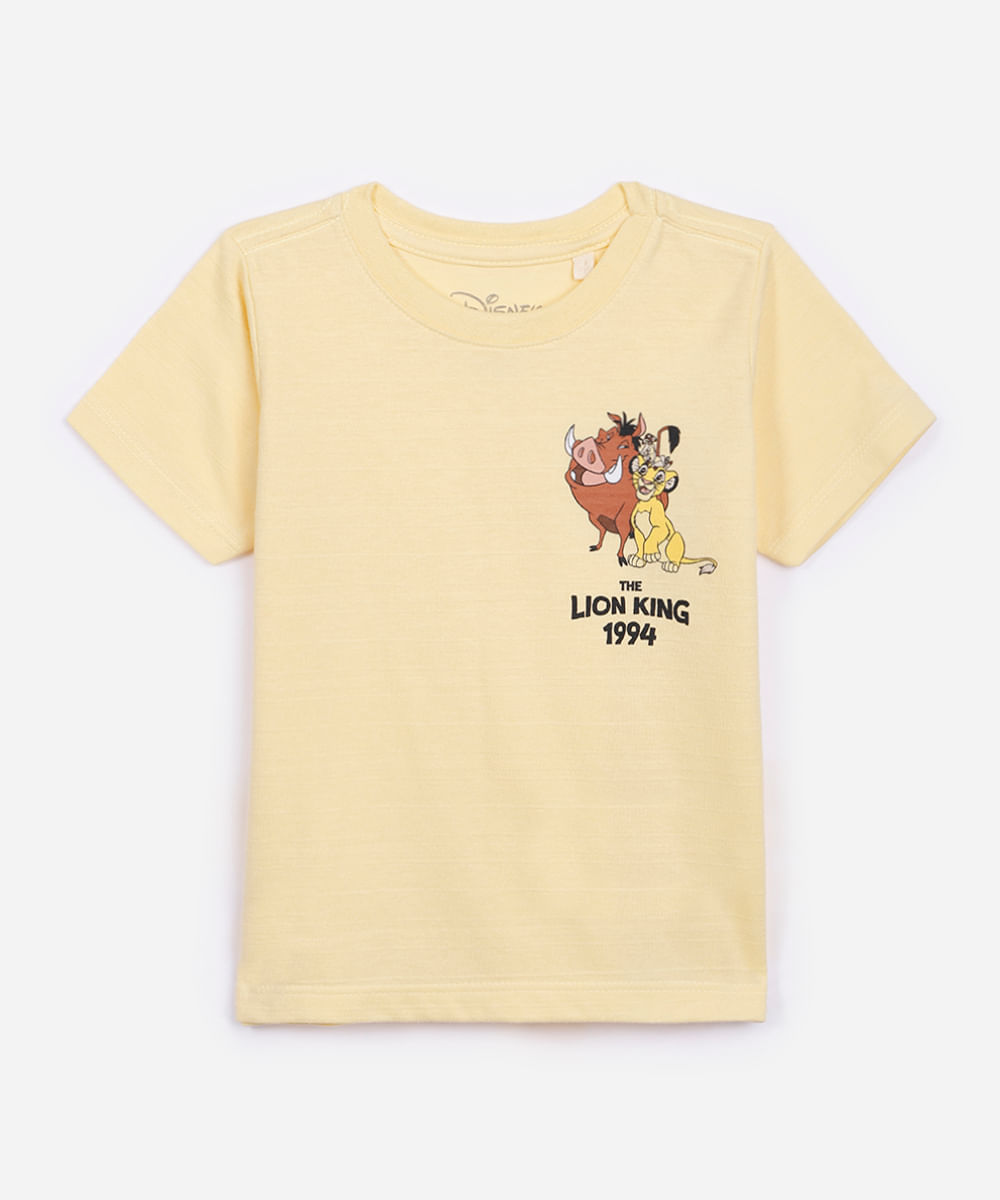 camiseta de algodão infantil o rei leão amarela