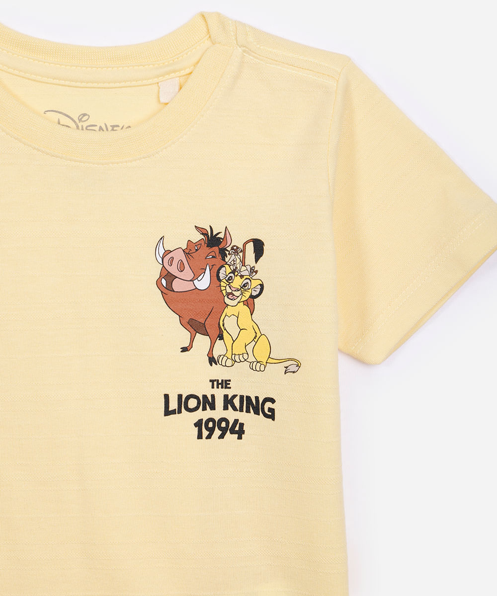 camiseta de algodão infantil o rei leão amarela