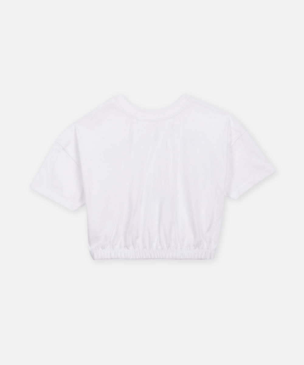 camiseta de algodão infantil estrela metalizada off white