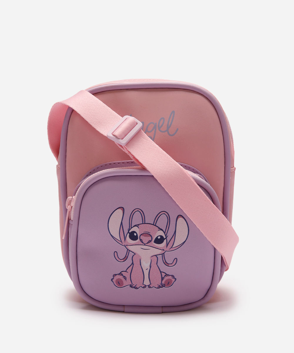 bolsa infantil angel stitch lilás