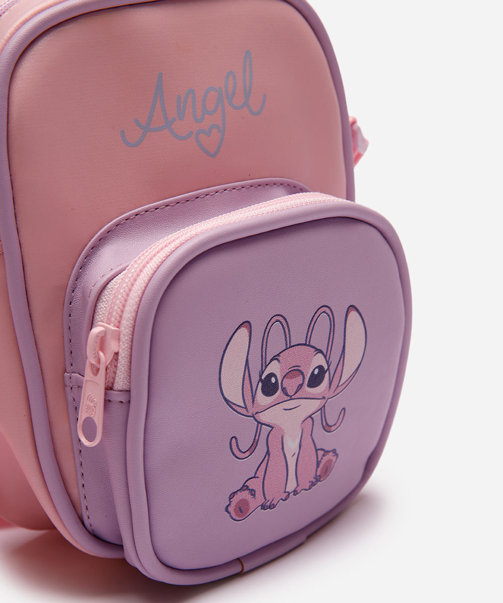 bolsa infantil angel stitch lilás