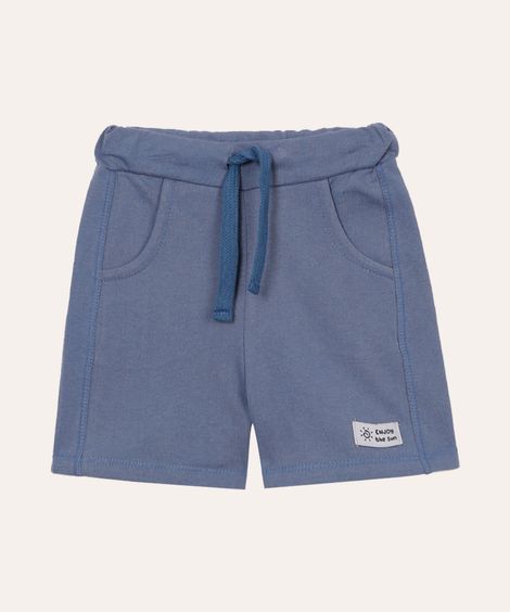 short de moletom infantil cós com elástico azul