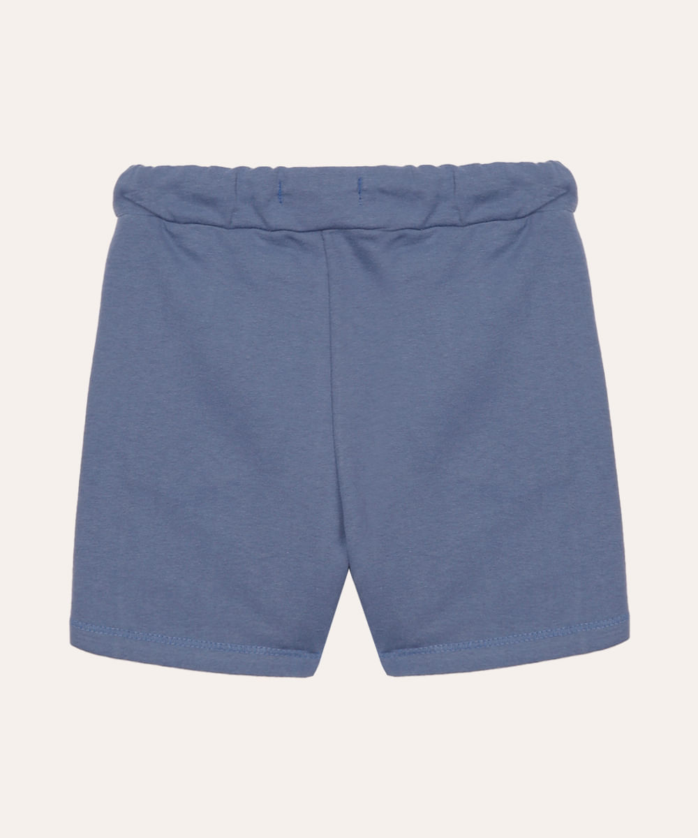 short de moletom infantil cós com elástico azul