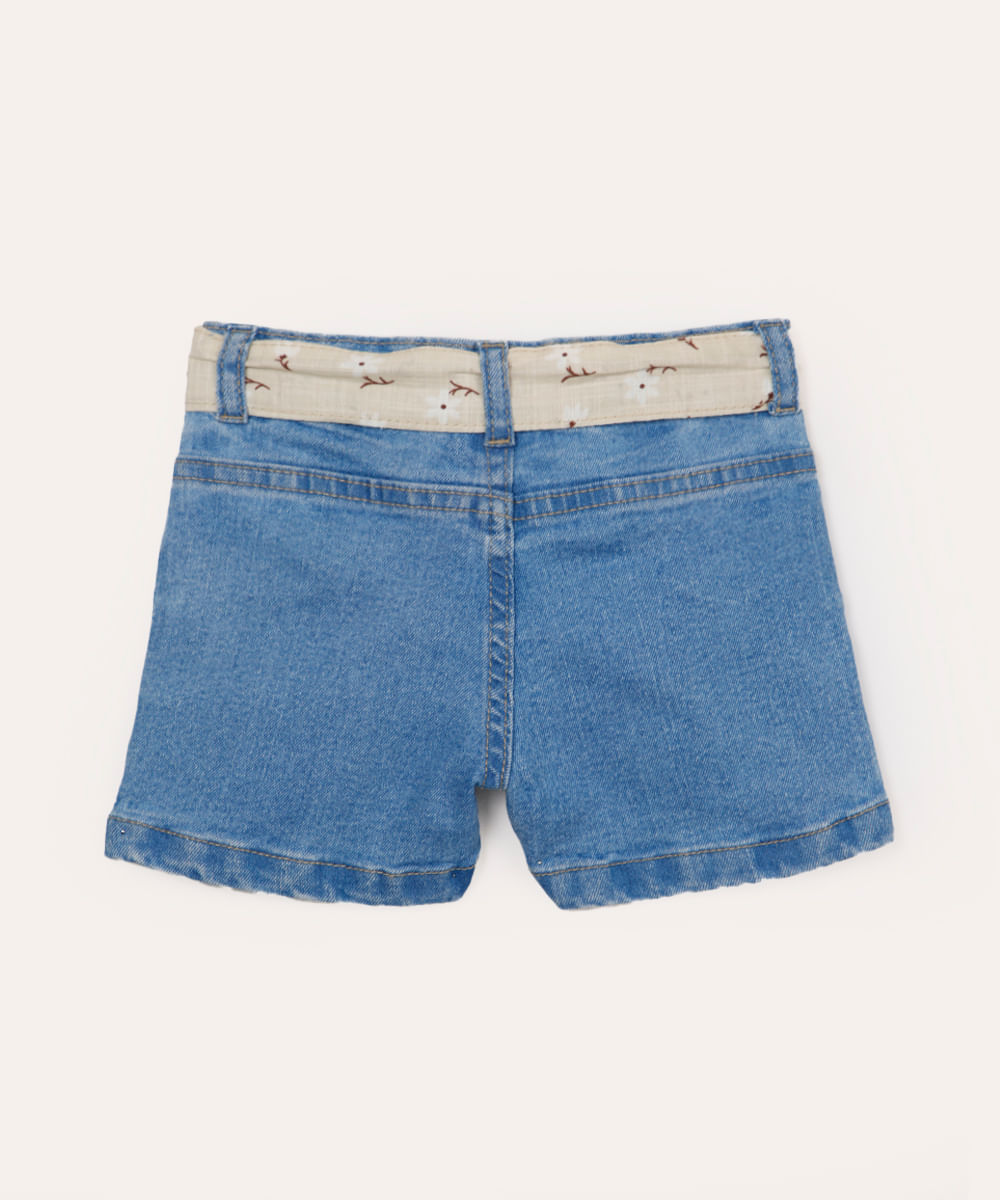 short jeans infantil com faixa azul