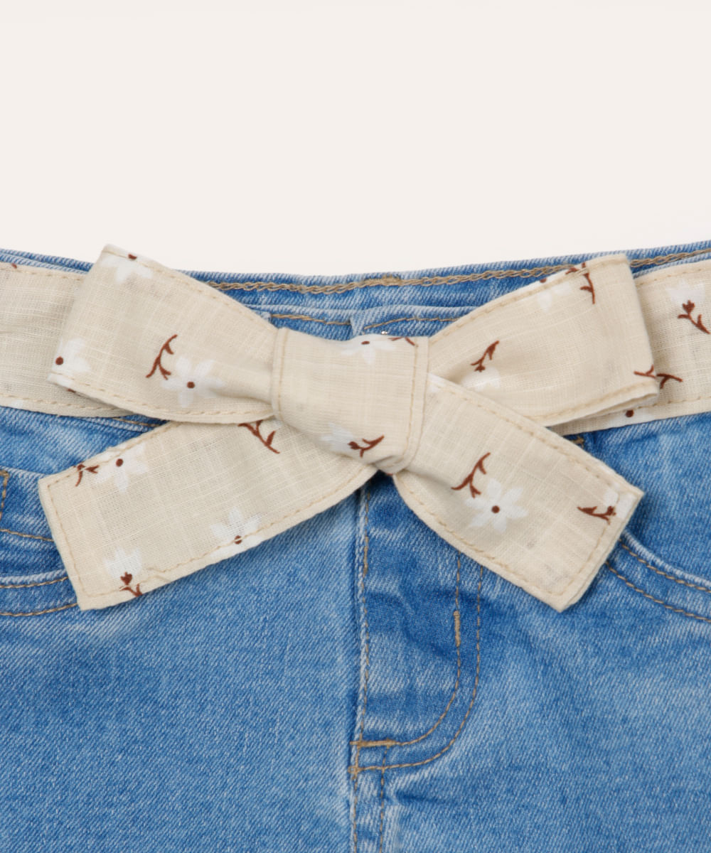 short jeans infantil com faixa azul