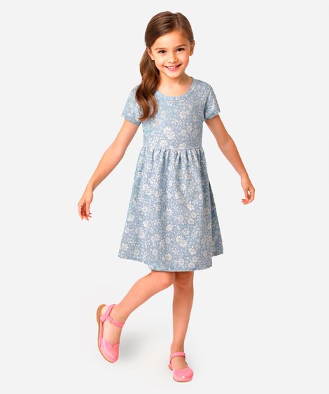 vestido midi infantil texturizado floral off white