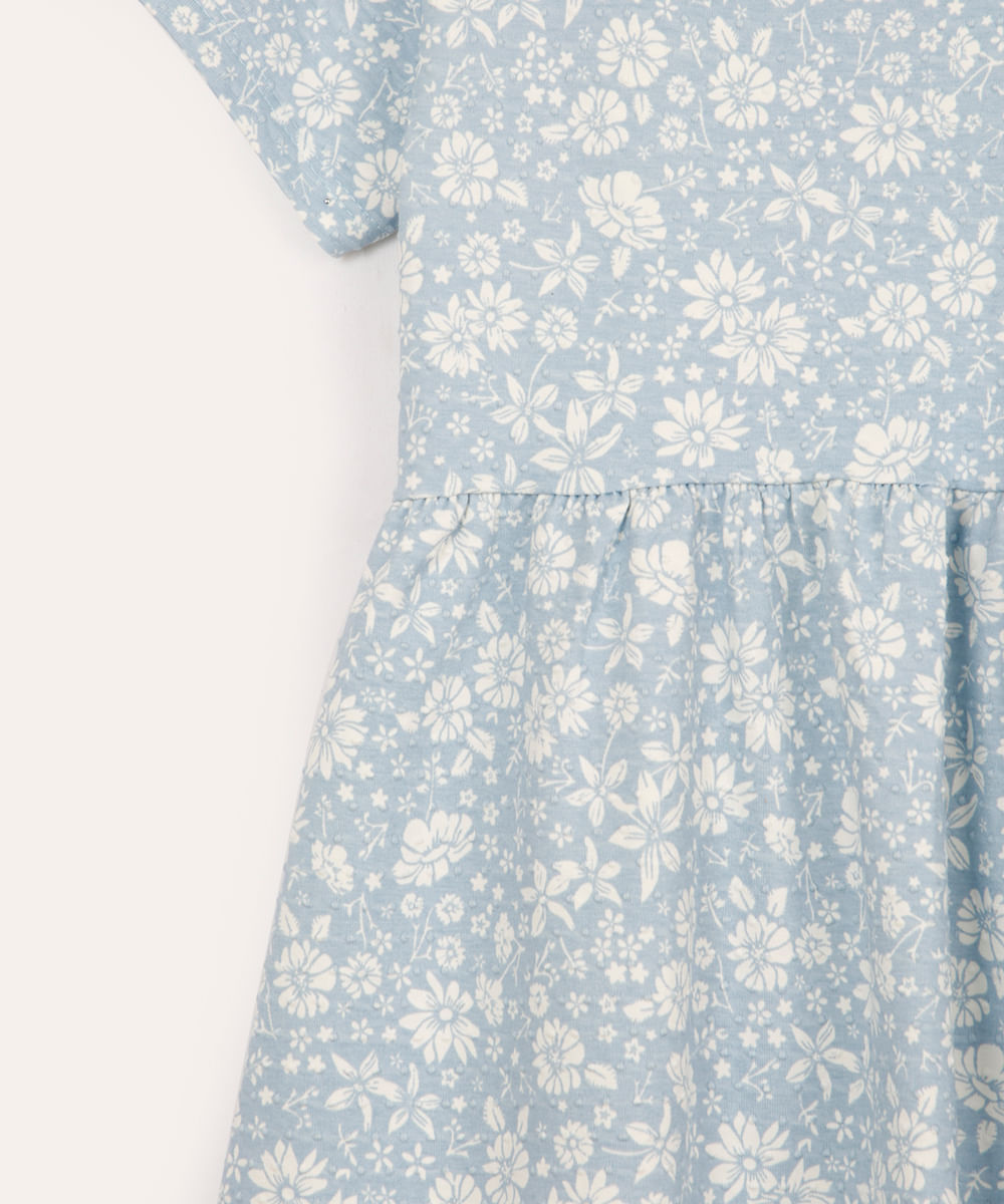 vestido midi infantil texturizado floral off white