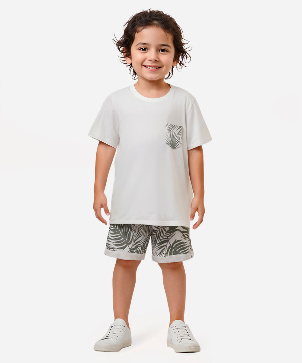 conjunto de algodão infantil folhagens verde