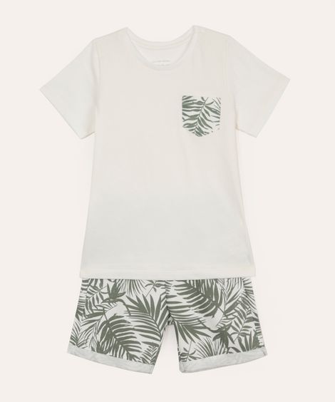 conjunto de algodão infantil folhagens verde