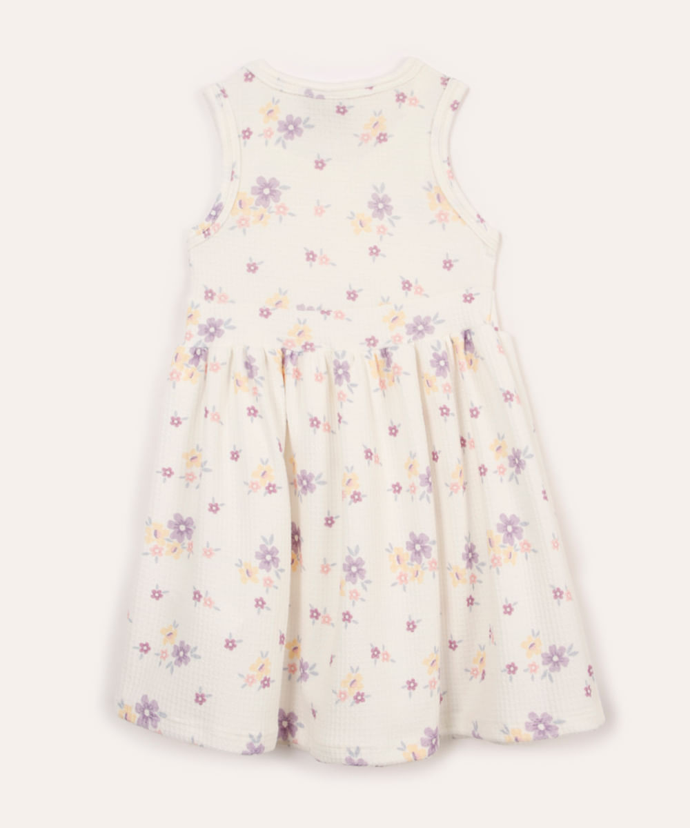 vestido infantil com laço floral off white