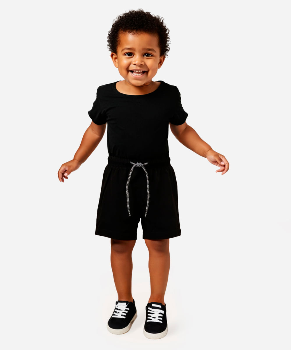 boardshort infantil com bolso  preto