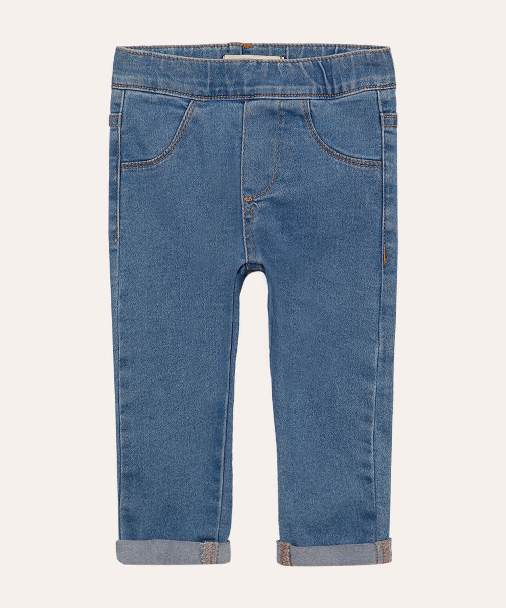 calça legging infantil jeans azul